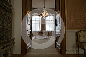 The antechamber of the DuchessÃ¢â¬â¢s apartments in Rundale Palace, Latvia photo